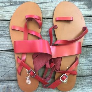 ASOS European red strappy leather sandal